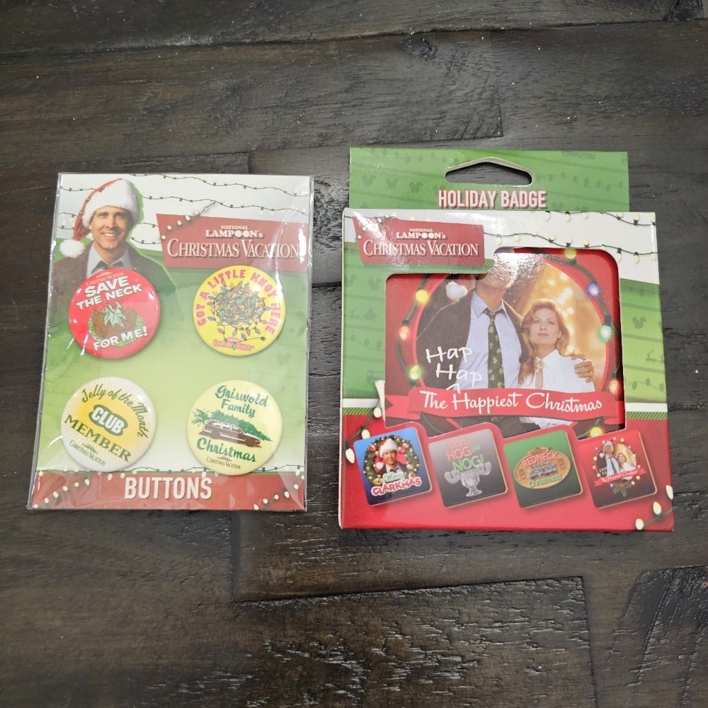 New National Lampoon’s Christmas Vacation Collectible Buttons & Coaster Set